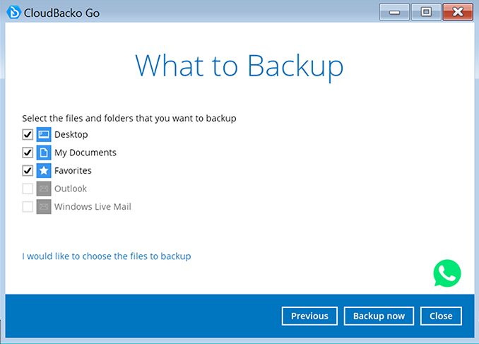 Perform a test backup - Download Cloudbacko Windows installer