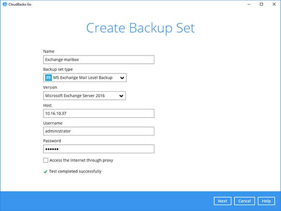 3. Select the Backup Set Type “MS SQL Server Backup”.