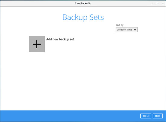 2. Click on the “+” to add new backup set