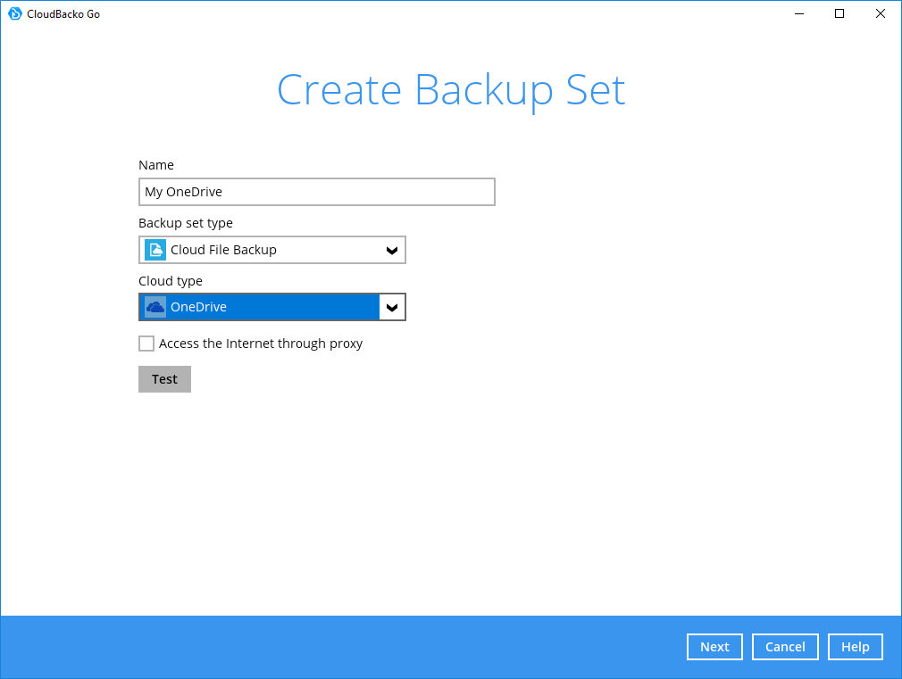 3. Select the Backup Set Type “MS SQL Server Backup”.