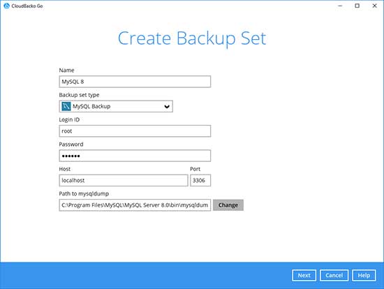 4. Enter the backup set name, i.e. MS SQL Server (daily). Next select the backup mode, i.e. VSS. Then enter the MS SQL Server login details. Click “Next” to continue.