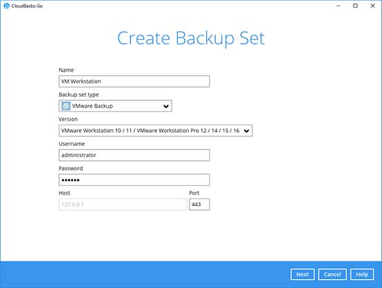 4. Enter the backup set name, i.e. MS SQL Server (daily). Next select the backup mode, i.e. VSS. Then enter the MS SQL Server login details. Click “Next” to continue.