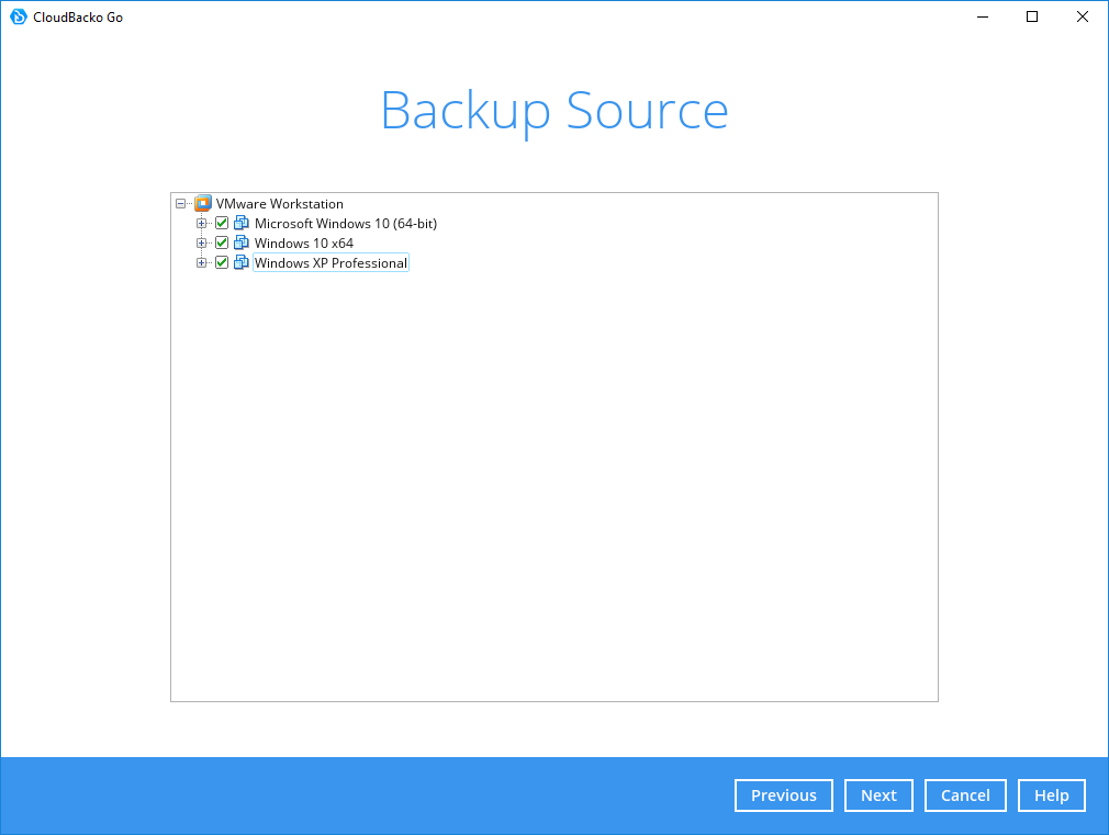 3. Select the Backup Set Type “MS SQL Server Backup”.