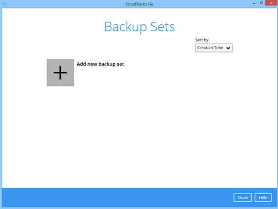 2. Click on the “+” to add new backup set