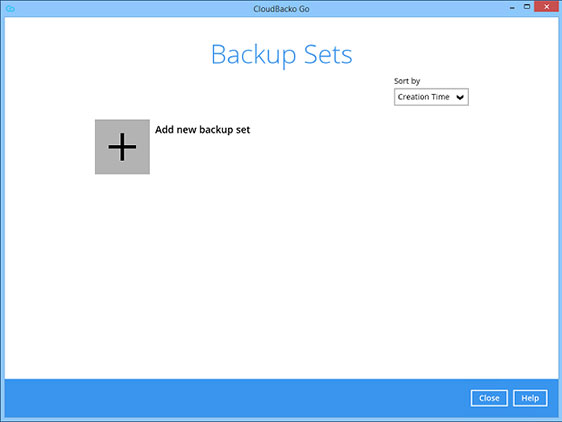 2. Click on the “+” to add new backup set