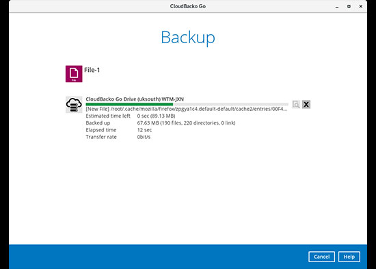 6. Select a storage destination, i.e. CloudBacko Drive. Click “OK” to continue.