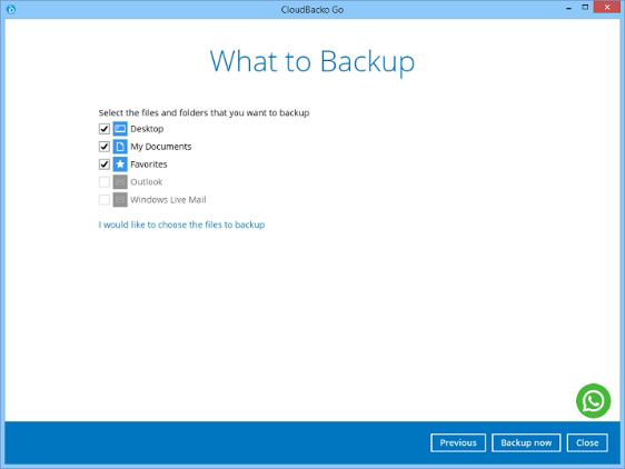 4. Select the files / folders to backup on your computer, then click on [Backup now].