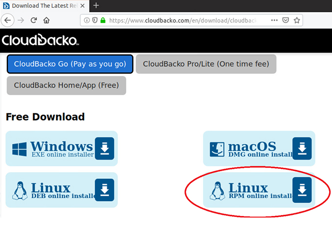 Install CloudBacko to Linux by RPM