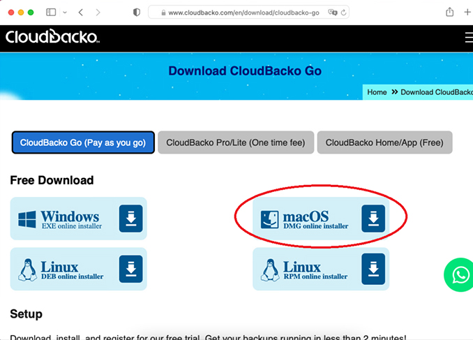 Install CloudBacko to macOS