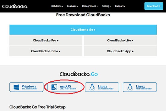 Download Cloudbacko macOS installer