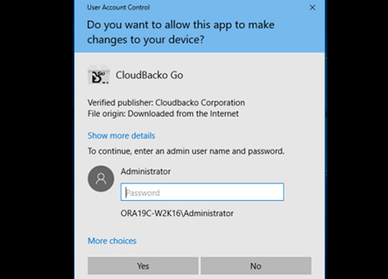 在Windows上运行Cloudbacko