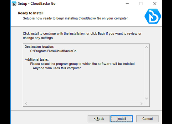Cloudbacko安装选项