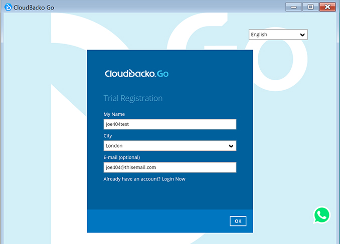 Perform a test backup - Download Cloudbacko Windows installer