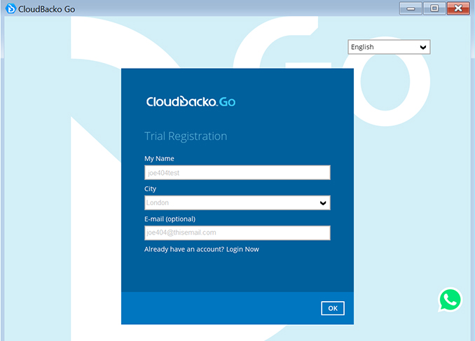 Perform a test backup - Download Cloudbacko Windows installer