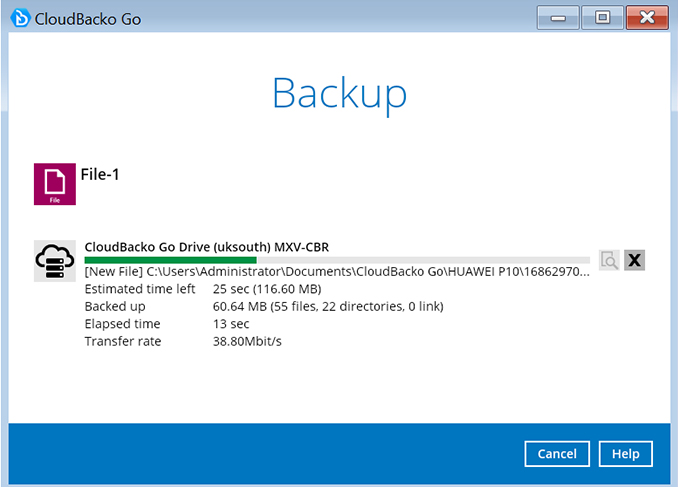 Perform a test backup - Download Cloudbacko Windows installer